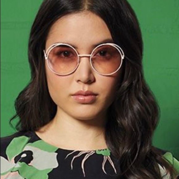 Fendi FF0343/S Fendirama White Logo Round Sunglasses Fendi Pinktone Metal Frame Fendirama Round Sunglasses FF0343  main image 4